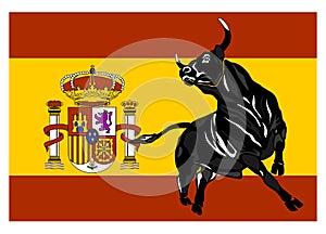 flag of Spain and bull