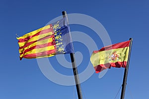 Flag Spain and Comunidad Valenciana, photo