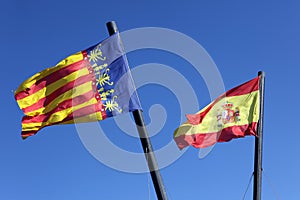 Flag Spain and Comunidad Valenciana, photo