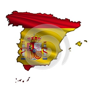 Flag Spain in the form of a map