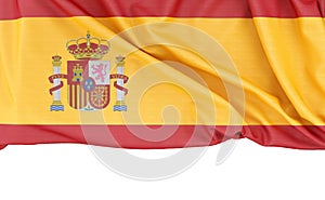 Flag of Spain isolated on white background with copy space below. 3D rendering