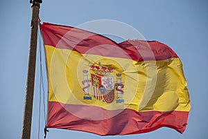 Flag of Spain on a pole