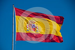 Flag of Spain on a pole