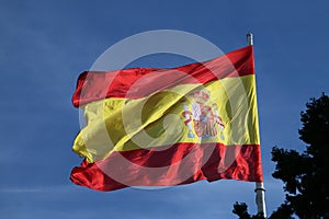 Flag of Spain. Spanish patriotism in Madrid, Spain. photo