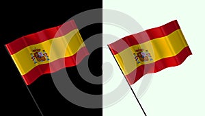 Flag of spain on white and black backgrounds