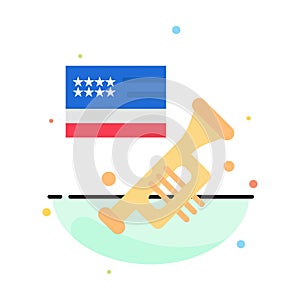 Flag, Speaker, Laud, American Abstract Flat Color Icon Template