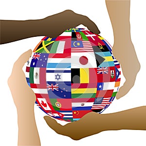 Flag Sphere Hands Illustration