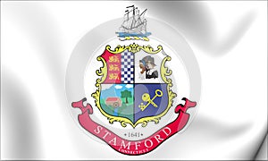 Flag of Stamford Connecticut state, USA. 3D Illustration