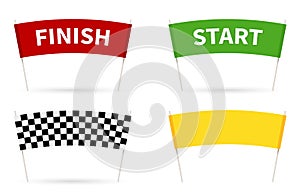 Flag Start. Flag finish for the competition. streamers of Start and Finish in flat style.