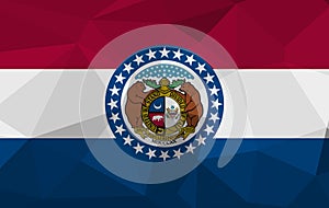 Flag of the state of Missouri in a geometric, mosaic polygonal style