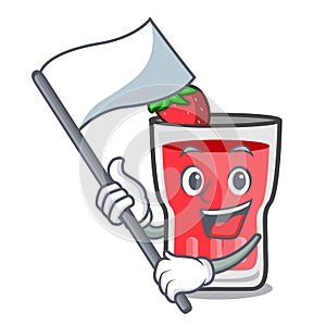 With flag strawberry mojito mascot cartoon