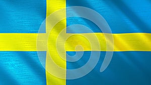 The flag of Sweden. Shining silk flag of Sweden. High quality render. 3D illustration