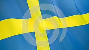 The flag of Sweden. Waving silk flag of Sweden. High quality render. 3D illustration