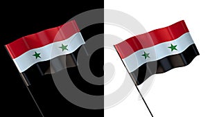 Flag of syria on white and black backgrounds