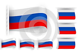 Flag Tag Clothes Label Sticker Sewn Set Russia