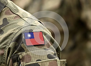 Flag of Taiwan on military uniform collage