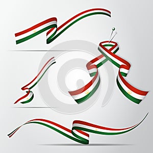 Flag of Tajikistan. 4th of November. Set of realistic wavy ribbons in colors of tajik flag. Independence day. National