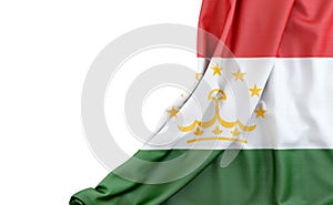 Flag of Tajikistan with empty space on the left. Isolated. 3D Rendering