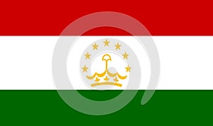 Flag of Tajikistan. National symbol of Tajikistan. Asian country. Tajik flag