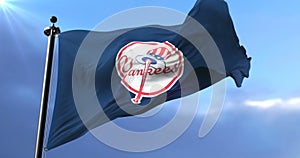 Flag of the team of the New York Yankees, american professional baseball - loop