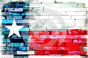 Flag of Texas the Lone Star flag on old painted grunge wood planks background