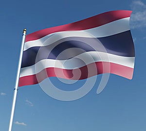 Flag of thailand on blue sky background with clipping path 3D illustration. 3D rendering illustrations