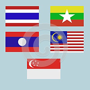 Flag of Thailand, Myanmar, Malaysia, Laos, Singapore