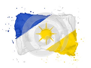Flag of Tocantins, brush stroke background. Flag State Tocantins of Brazil on white background.
