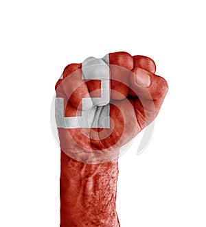 Flag of Tonga painted on human fist like victory symbol