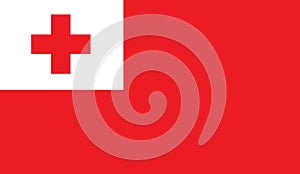 The flag of Tonga with a red cross within a white quadrant keeping top left hoist side on a backdrop of all red