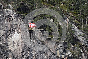 Flag on top of the edge of the hill