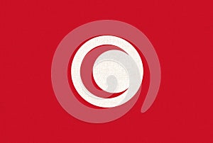 Flag of Tunisia. National symbol of Tunisia on background. Arabian country