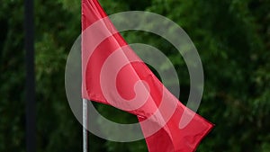 The flag of Tunisia waves in the wind in slow motion