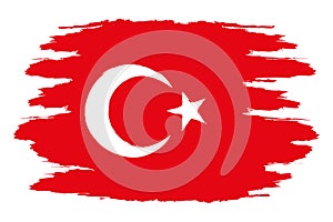 Flag Turkey. Brush painted flag Turkey.