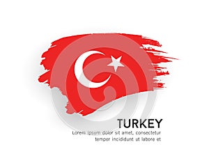 Flag of Turkey, brush stroke design isolated on white background