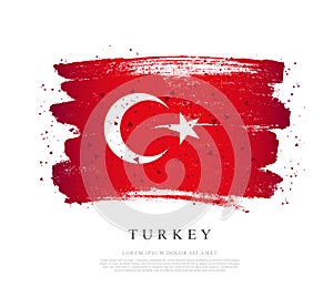 Flag of Turkey. Brush strokes are drawn by hand. Independence Day