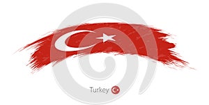 Flag of Turkey in rounded grunge brush stroke.