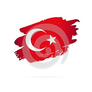 Flag of Turkey. Vector illustration. Brush strokes