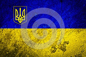 Flag of the Ukraine on Concrete Wall Texture