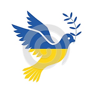 Flag of Ukraine in the form of a dove of peace. The concept of peace in Ukraine.