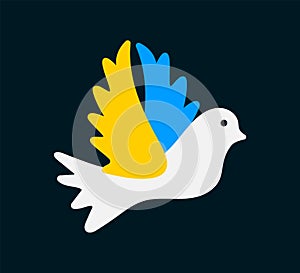 Flag of Ukraine in the form of a dove of peace. The concept of peace in Ukraine. Support Ukraine. No war sign. Vector illustration