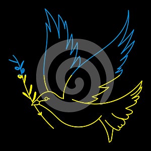 Flag of Ukraine in the form of a dove of peace. The concept of peace in Ukraine. Vector illustration isolated