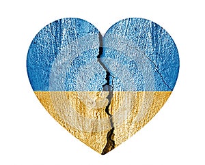 Flag of Ukraine in heart. No war. Peace. Relationship between Ukraine and Russia.