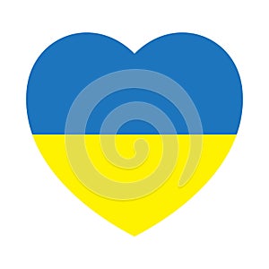Flag of Ukraine inside a heart shape. Ukraninan country symbol.