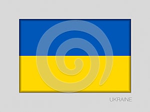 Flag of Ukraine. National Ensign Aspect Ratio 2 to 3 on Gray