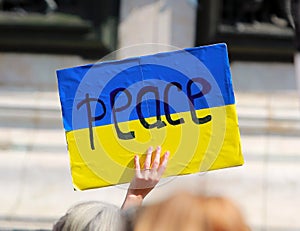 Flag of Ukraine with peace sign