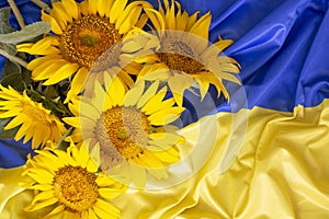 Flag Ukraine and sunflowers