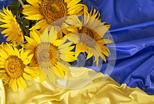 Flag Ukraine and sunflowers