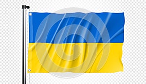 Flag of Ukraine, on a transparent background, Realistic Vector effect