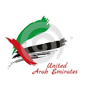 Flag of United Arab Emirates. Vector illustration on white background. Beautiful brush strokes. Abstract concept. Elements for de